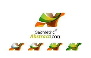 几何风格多彩抽象图标设计