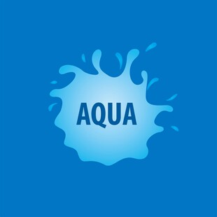 蓝色水花中的AQUA字样