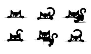 黑猫剪影素材