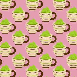 抹茶饮品图案矢量背景