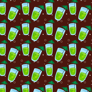 绿色饮品图案无缝背景图