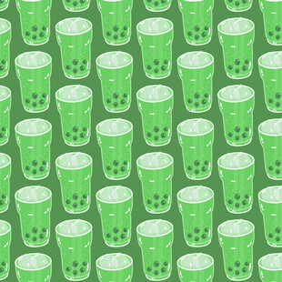 绿色珍珠奶茶图案背景