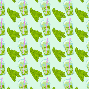 抹茶饮品图案矢量背景
