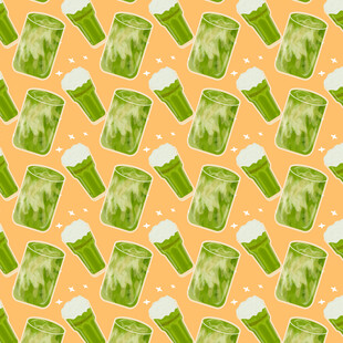 抹茶饮品图案矢量背景