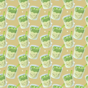 卡通抹茶饮品图案矢量背景