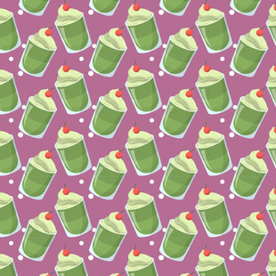 紫色背景抹茶饮品图案矢量背景