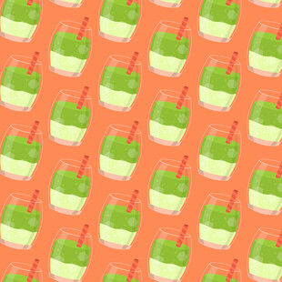 橙色背景的抹茶饮品图案矢量背景