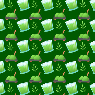 抹茶饮品图案矢量背景