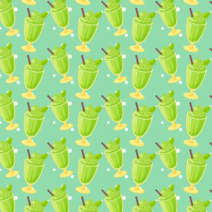 抹茶饮品图案矢量背景