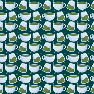 绿色背景杯子图案设计