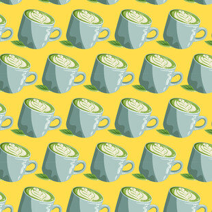 抹茶饮品图案矢量背景