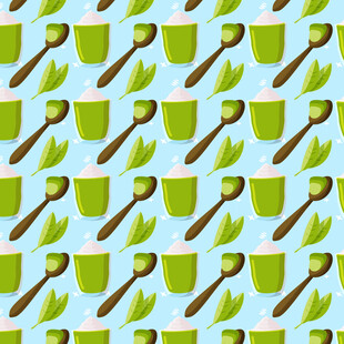 清新抹茶饮品图案矢量背景