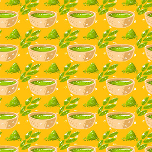 抹茶饮品图案矢量背景