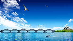 蓝天碧水间的美丽桥梁