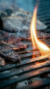 炭火上滋滋烤肉