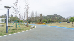 户外宽阔道路与周边景致