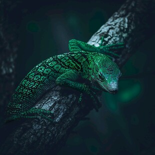 树枝上的翠绿蜥蜴