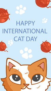 国际猫咪日快乐插画