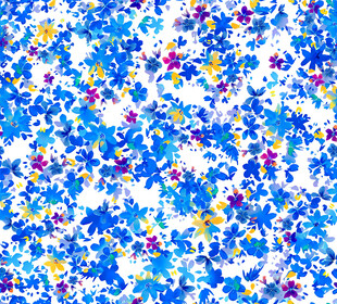 蓝白多彩抽象花卉图案