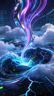 奇幻闪电风暴能量场景