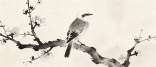 枝头栖鸟图