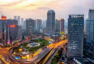 长沙市中心日落风光