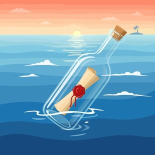 漂流瓶插画