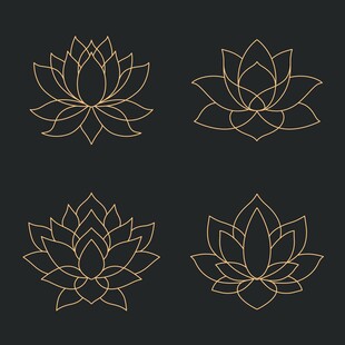 线稿莲花图案