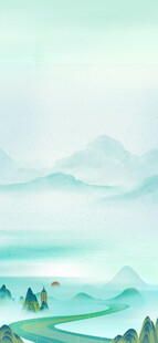 清新山水风景插画