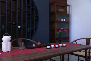 中式茶室雅致茶具陈设