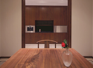简约木质餐桌室内温馨一角