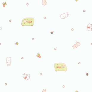 可爱卡通小物无缝背景图