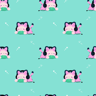 粉色猫咪图案的清新背景