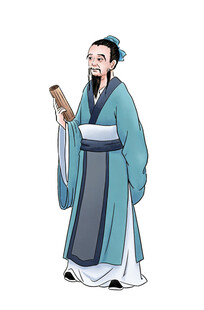 古代书生持书卷形象