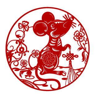 鼠年剪纸图案