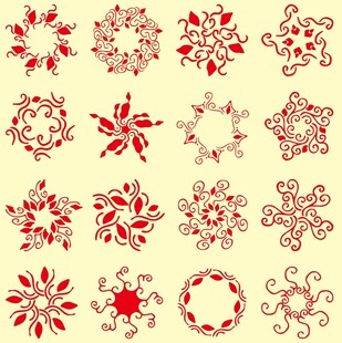 红色雪花装饰图案集合