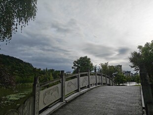 雨中石桥风景