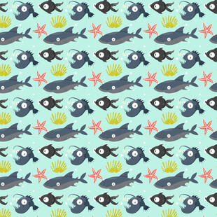海洋生物图案背景图