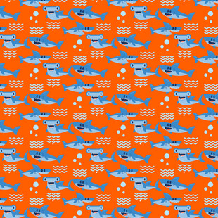 橙色背景鲨鱼图案纹理