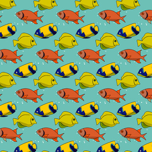 多彩热带鱼图案背景