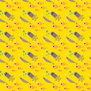 黄色背景小鱼图案纹理