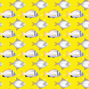 黄色背景鱼形图案纹理