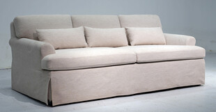 米色舒适三人布艺沙发