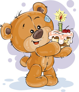 小熊捧蛋糕庆祝