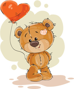 小熊持爱心气球