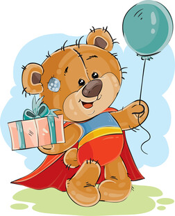 超级小熊礼物与气球