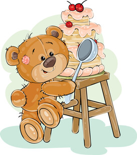 小熊玩偶与生日蛋糕