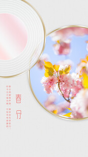 春日花卉圆形装饰图春分