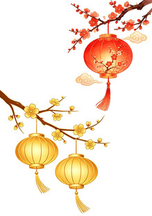枝头灯笼俏尽显新春韵
