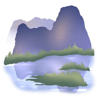 水墨山水风景插画